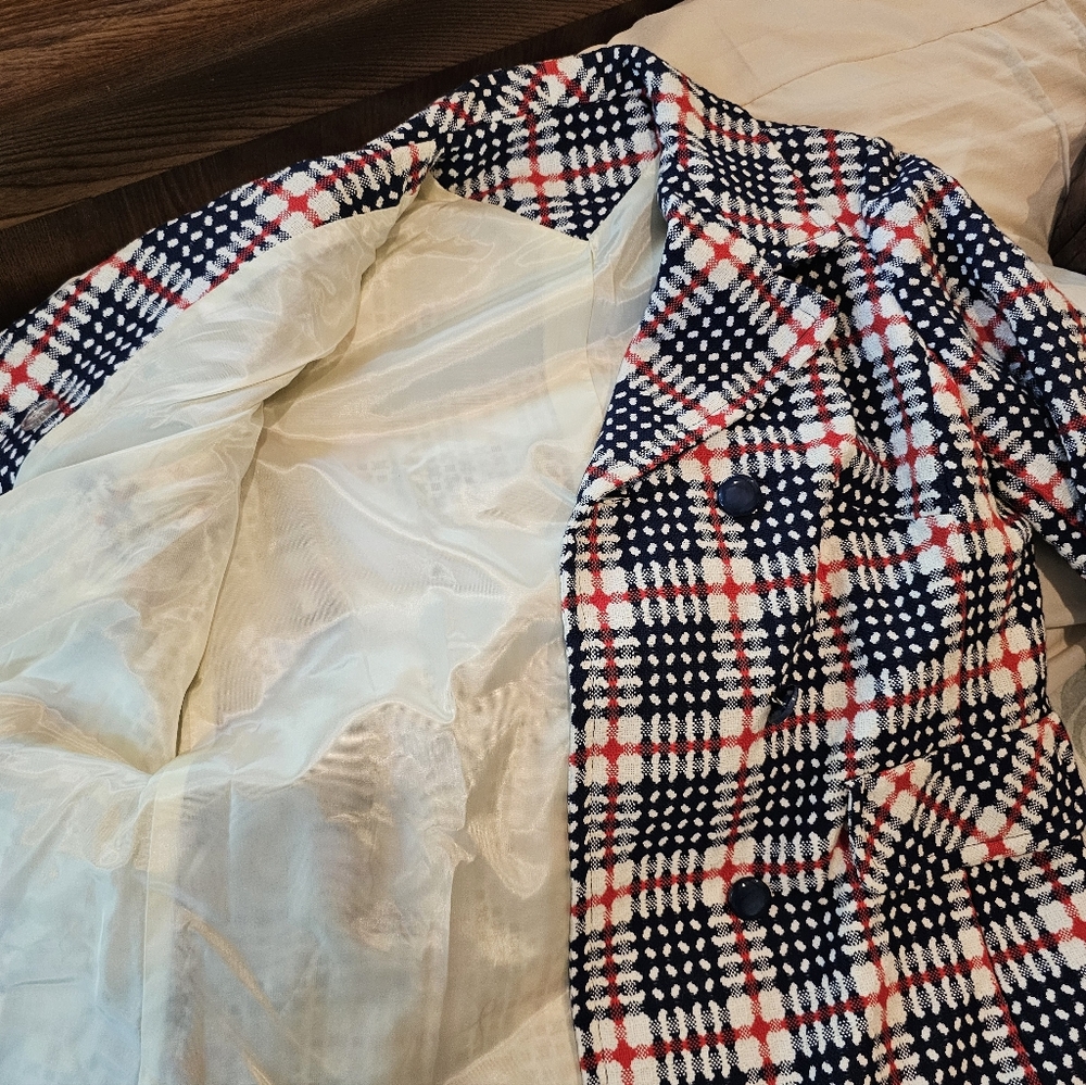 Vintage Plaid Double-Breasted Two Piece Set